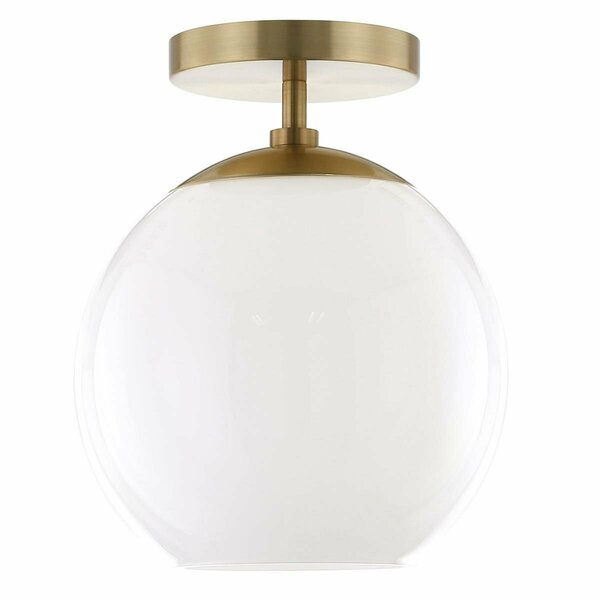 Hudson & Canal Henn w/ Hart  Bartlett Brass Semi Flush Mount Ceiling Light with White Milk Glass SF0791